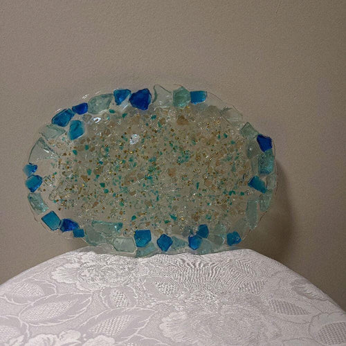 3D Blue & Aqua Stone Trinket Tray - Crystal Home Decor