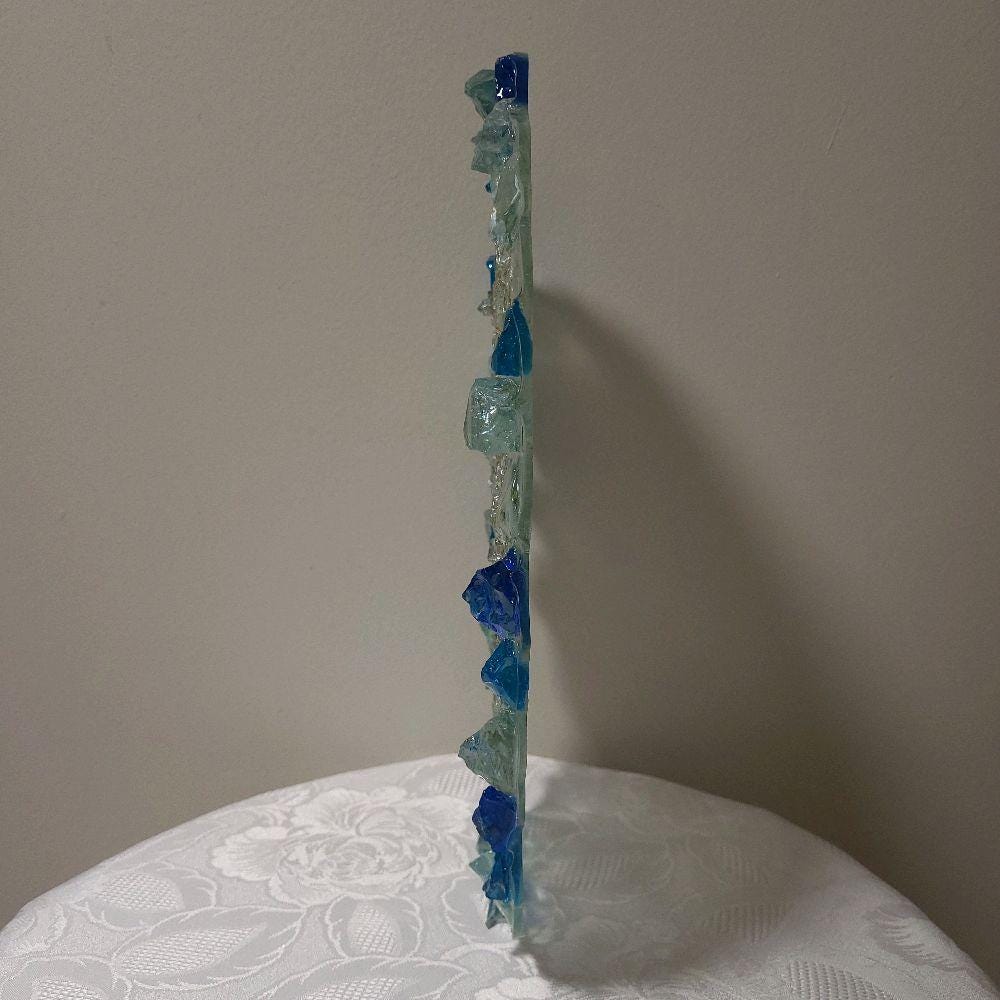 3D Blue & Aqua Stone Trinket Tray - Crystal Home Decor