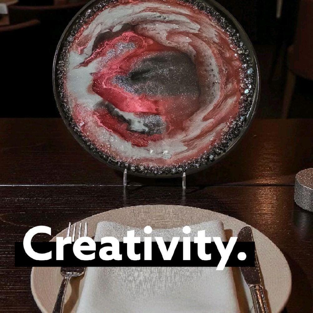 Crimson Red Resin Tray with Crystals, 3D Artwork Design