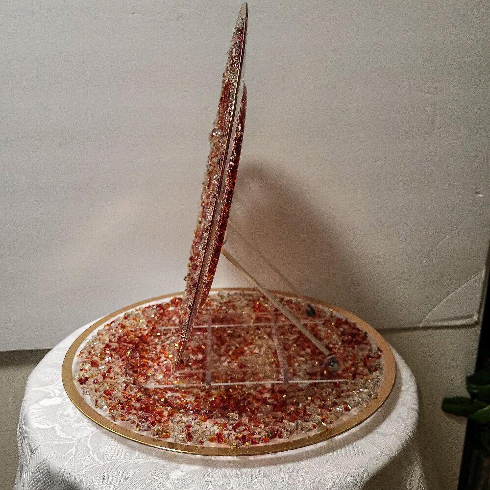 Red Resin Crystallized Charger Plate, Wedding Anniversary Holiday Decor