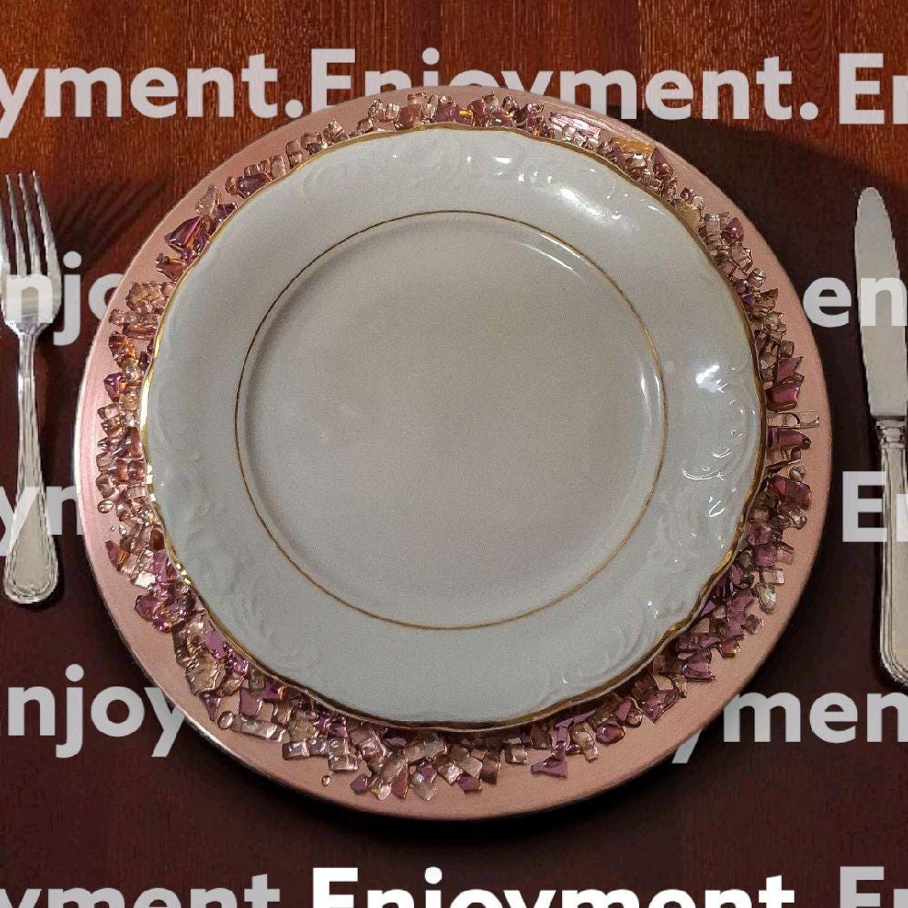 Resin 3D Charger Plates, Rose Crystal Elegant Decor (Set of 2)