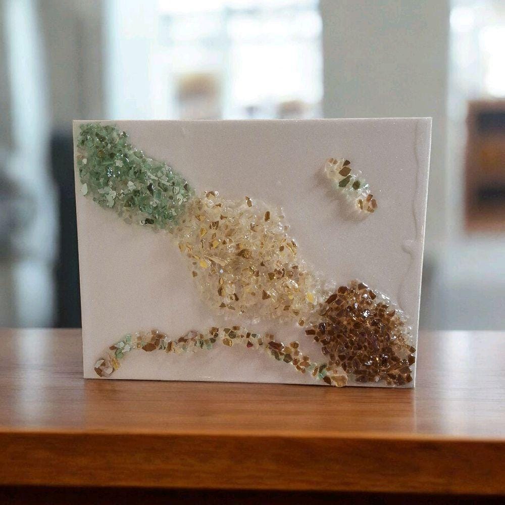 Hand-Designed Crystal 3D Wall Art, Gold Brown Green Abstract Home Decor. Size 12x16 SET OF 2
