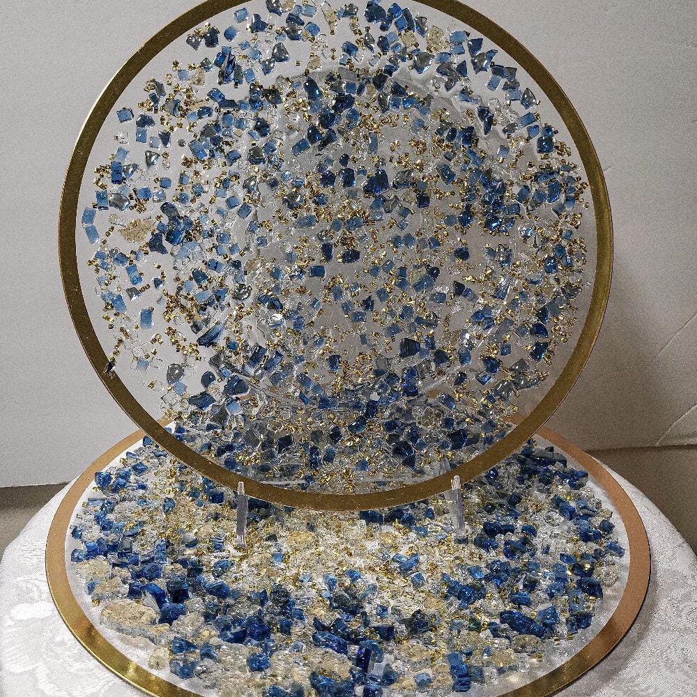 Royal Blue Resin Charger Plate, Elegant Home Decor