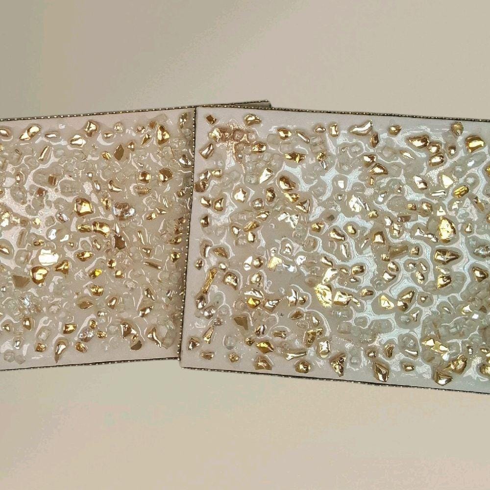 Hand-Designed 3D Crystal Artwork, Elegant Abstract Decor. Size 10x10 SET OF 2