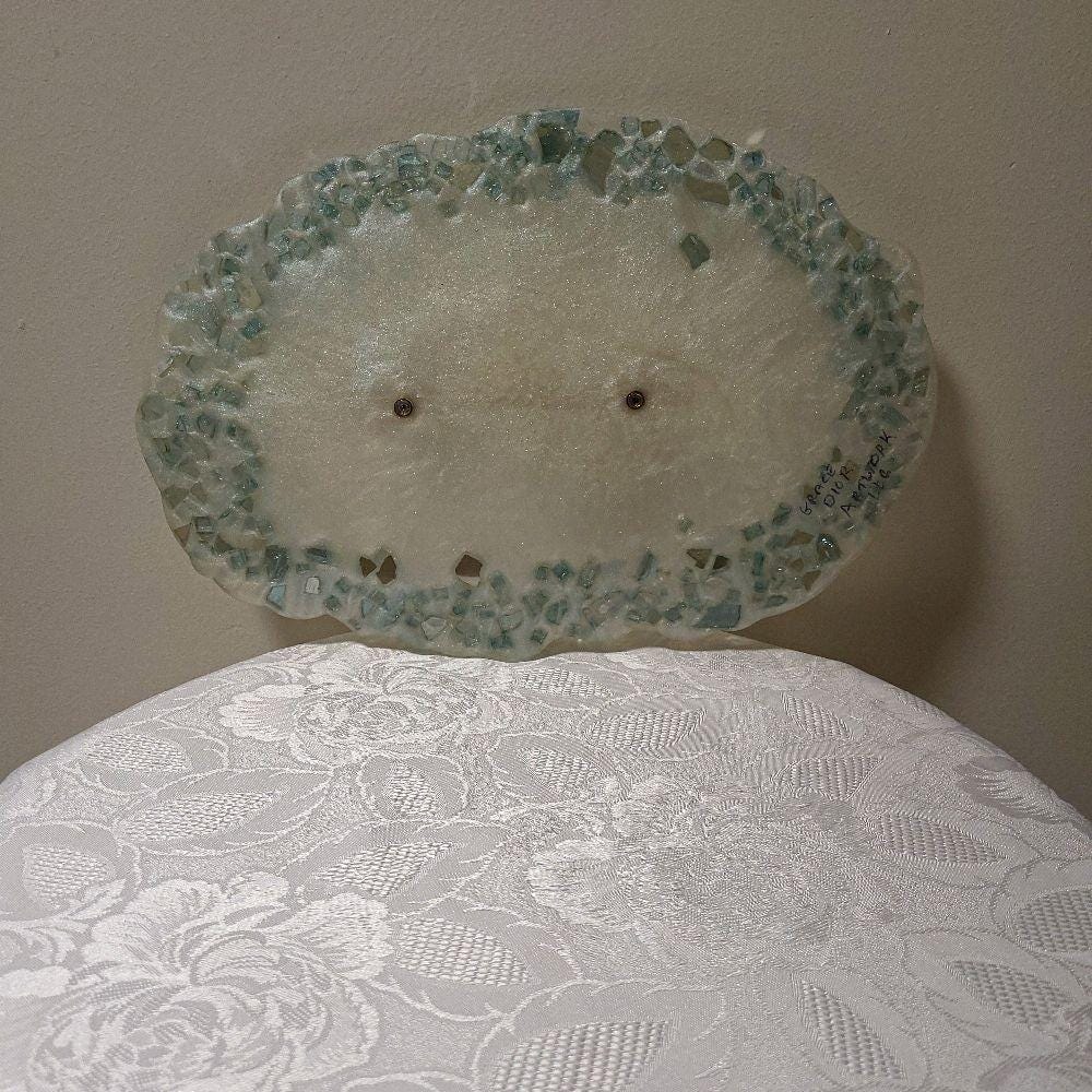 Resin Tray – Blue Crystals, Gold Handle, Elegant Home Decor
