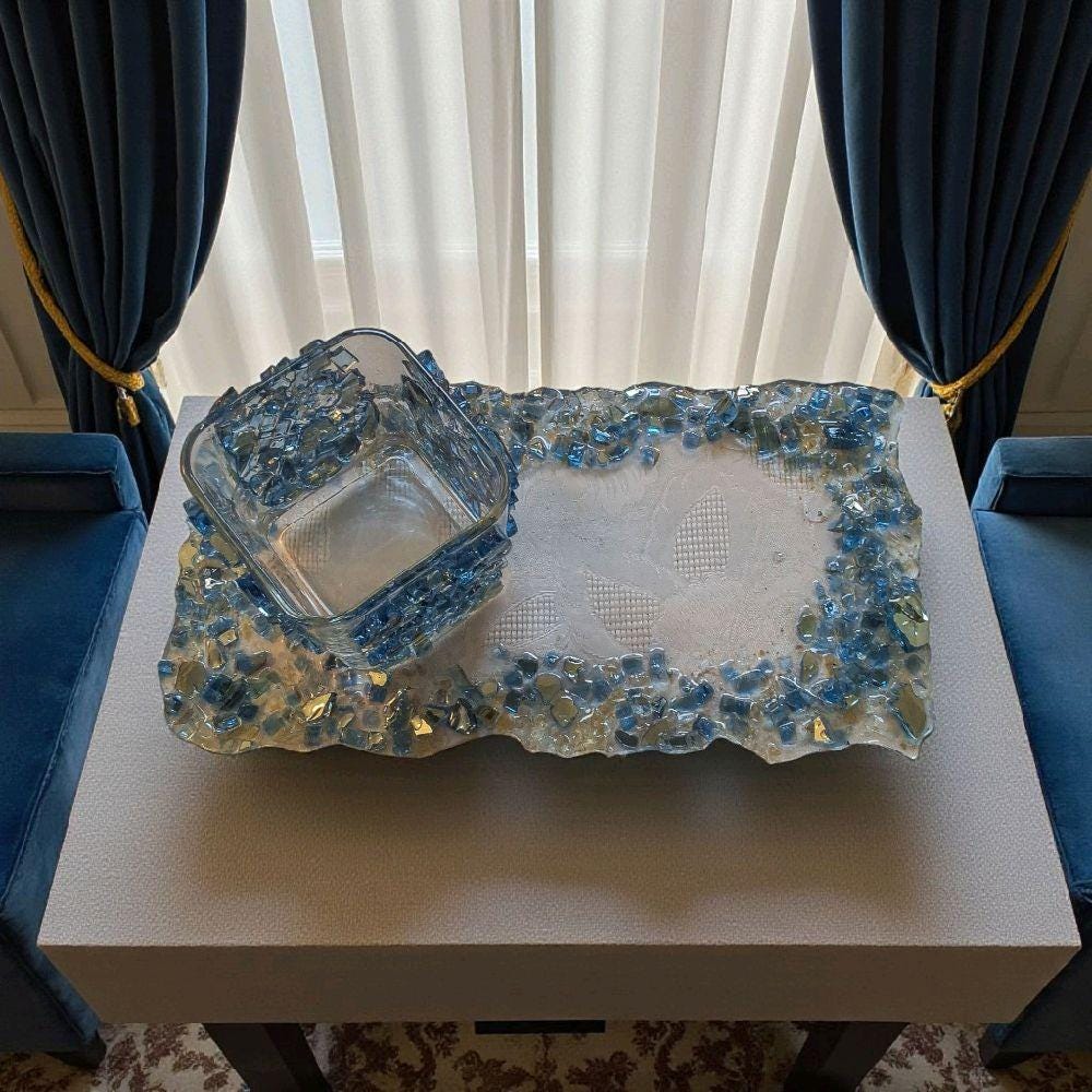 Hand-Designed Resin Crystal Tray Decor, Candle & Trinket Display