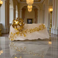 Hand-Designed Pearl White Resin Tray with Gold Crystals (7x13 Inch)