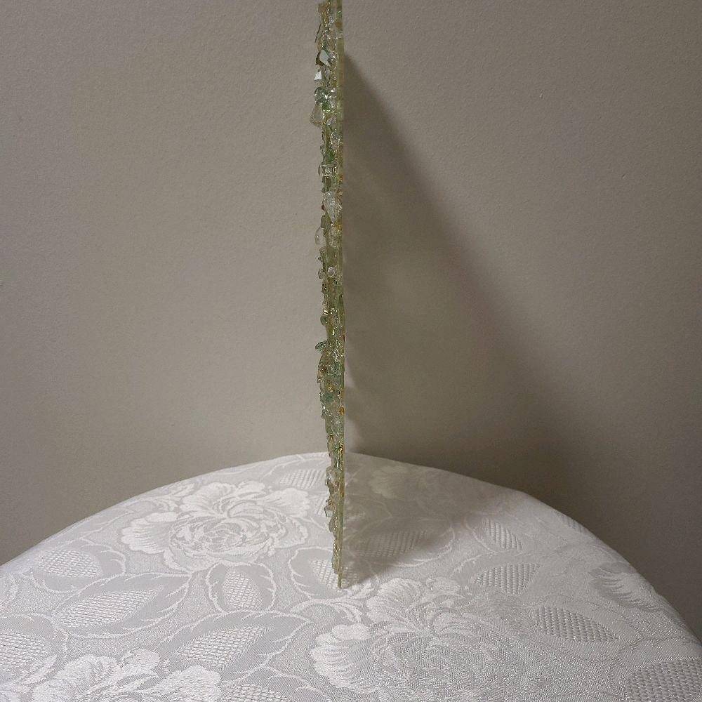 Hand-Designed Crystallized Tray, Light Green Acrylic Decor