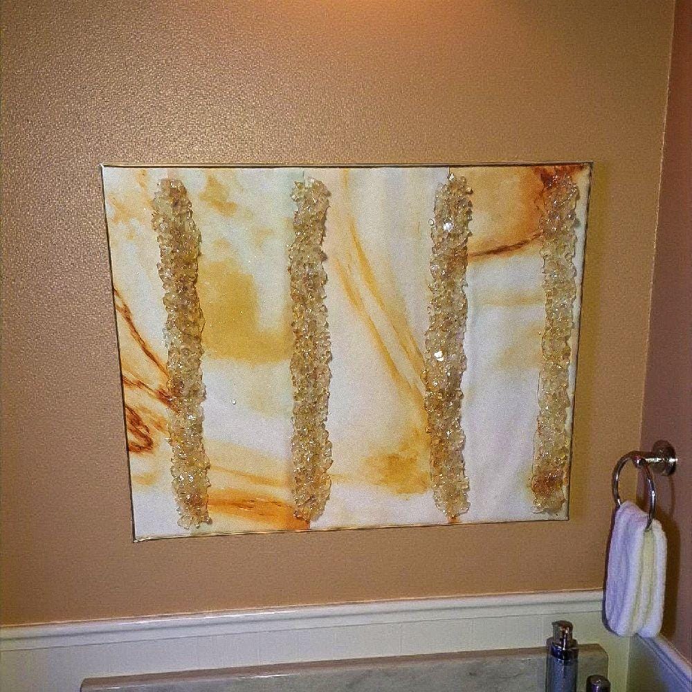 3D Abstract Artwork: Gold Crystallized Decor, 16x20 Canvas