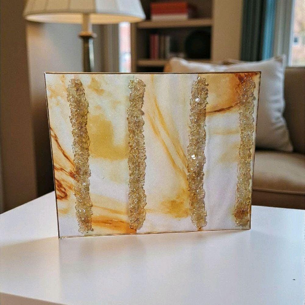 3D Abstract Artwork: Gold Crystallized Decor, 16x20 Canvas