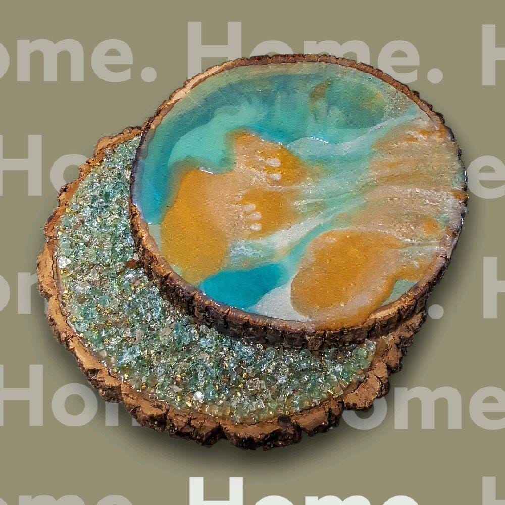 3D Crystal Wood Slice Decor, Elegant Tabletop Artwork