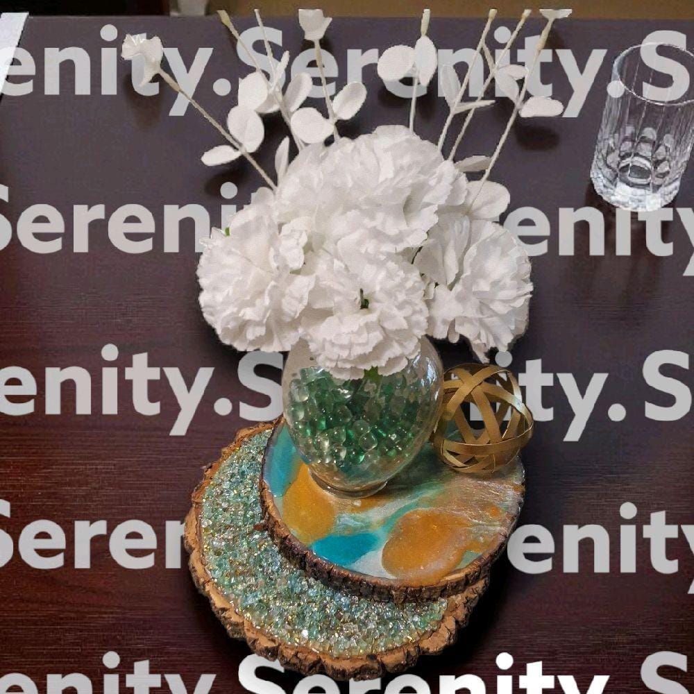 3D Crystal Wood Slice Decor, Elegant Tabletop Artwork