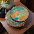 3D Crystal Wood Slice Decor, Elegant Tabletop Artwork