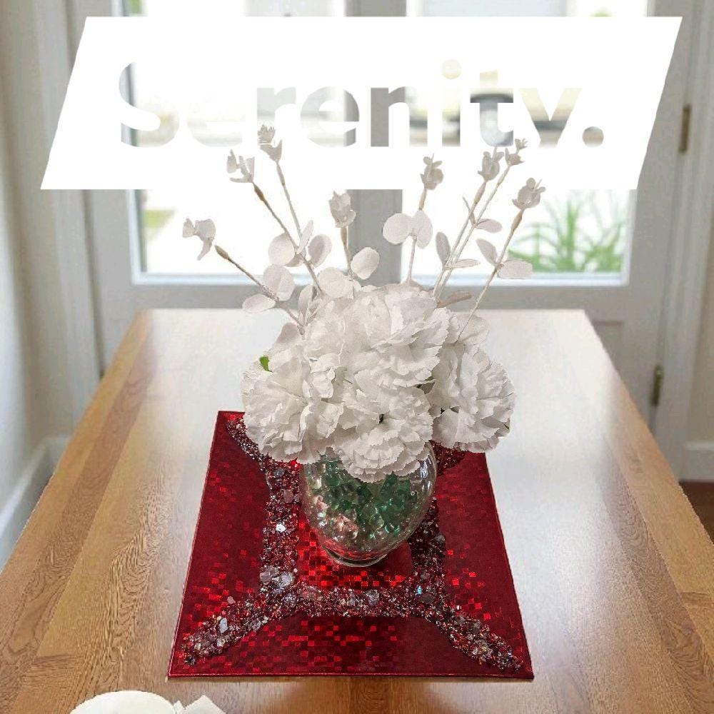 Red Crush Glass Crystal Charger Plate – Holiday Display, 13x13 Elegant Design