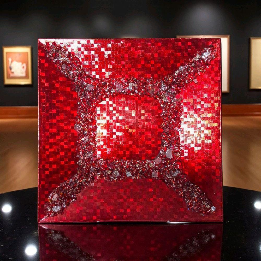 Red Crush Glass Crystal Charger Plate – Holiday Display, 13x13 Elegant Design