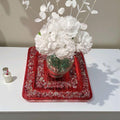 Handmade Crystallized Charger Plate: Vibrant Red Artwork Decor