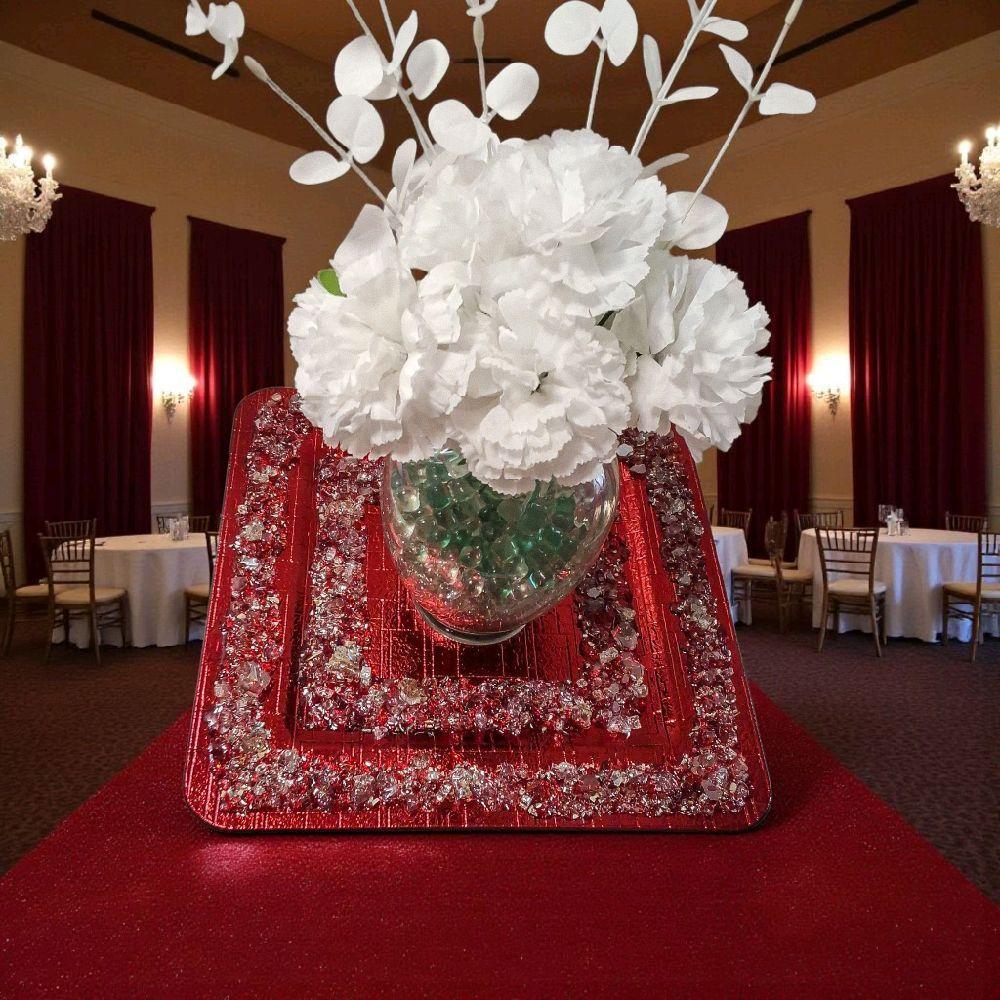 Handmade Crystallized Charger Plate: Vibrant Red Artwork Decor