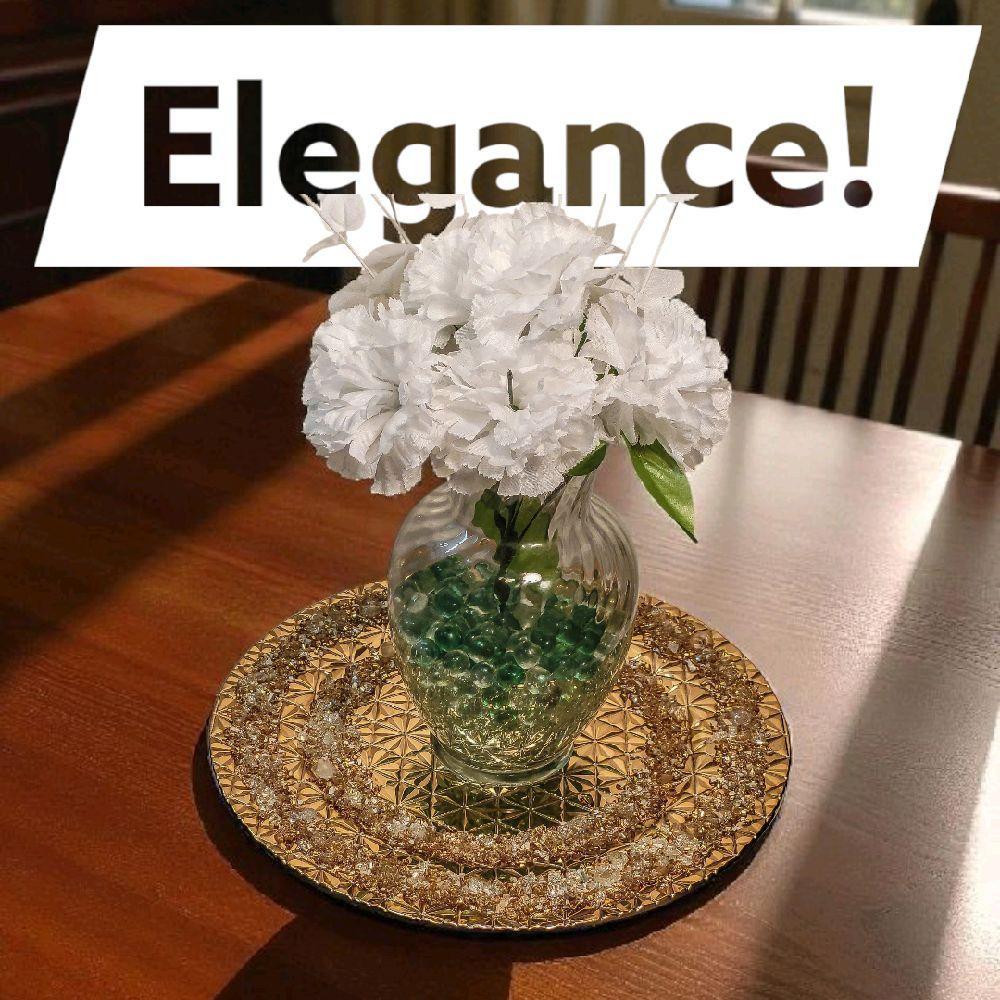 Handmade Gold Crystallized Charger Plate, Unique Table Centerpiece (13x13)