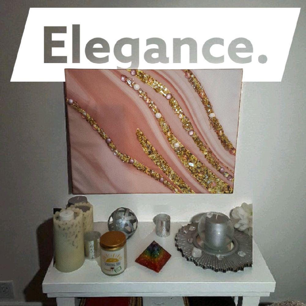 Entrepreneur Artist of 3D elegant unique abstract artwork paintings, hand-designed with crystals encased. Size 18x24