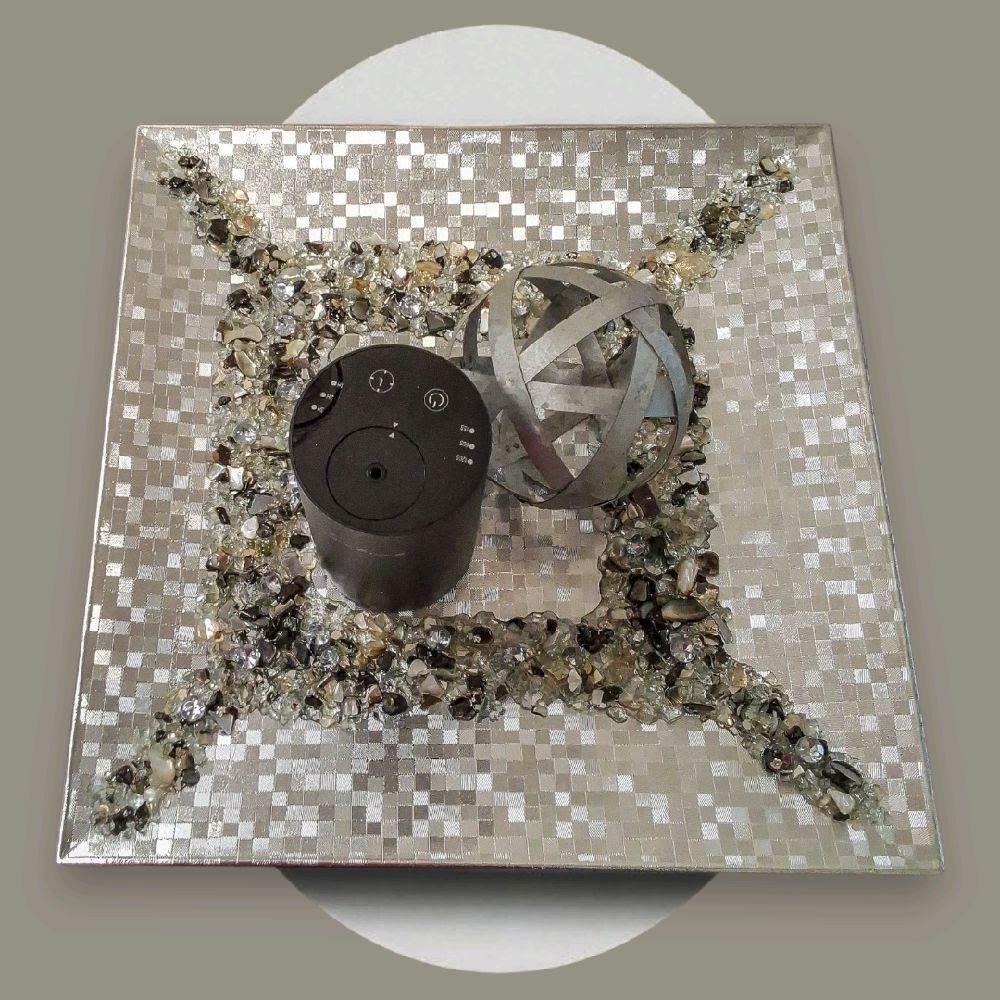 Handmade Silver Charger Plate with Crystallized Accents