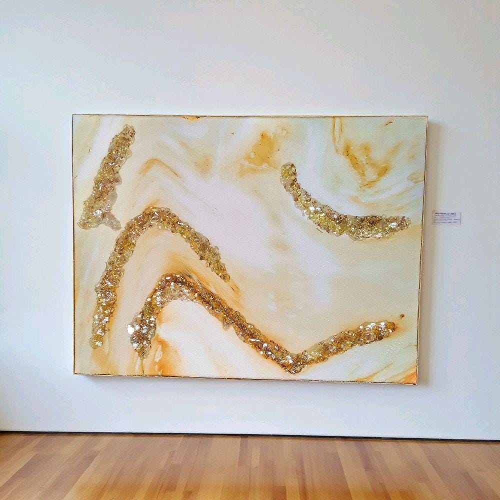 Entrepreneur Artist of 3D elegant unique abstract artwork paintings, hand-designed with crystals encased. Size 18x24