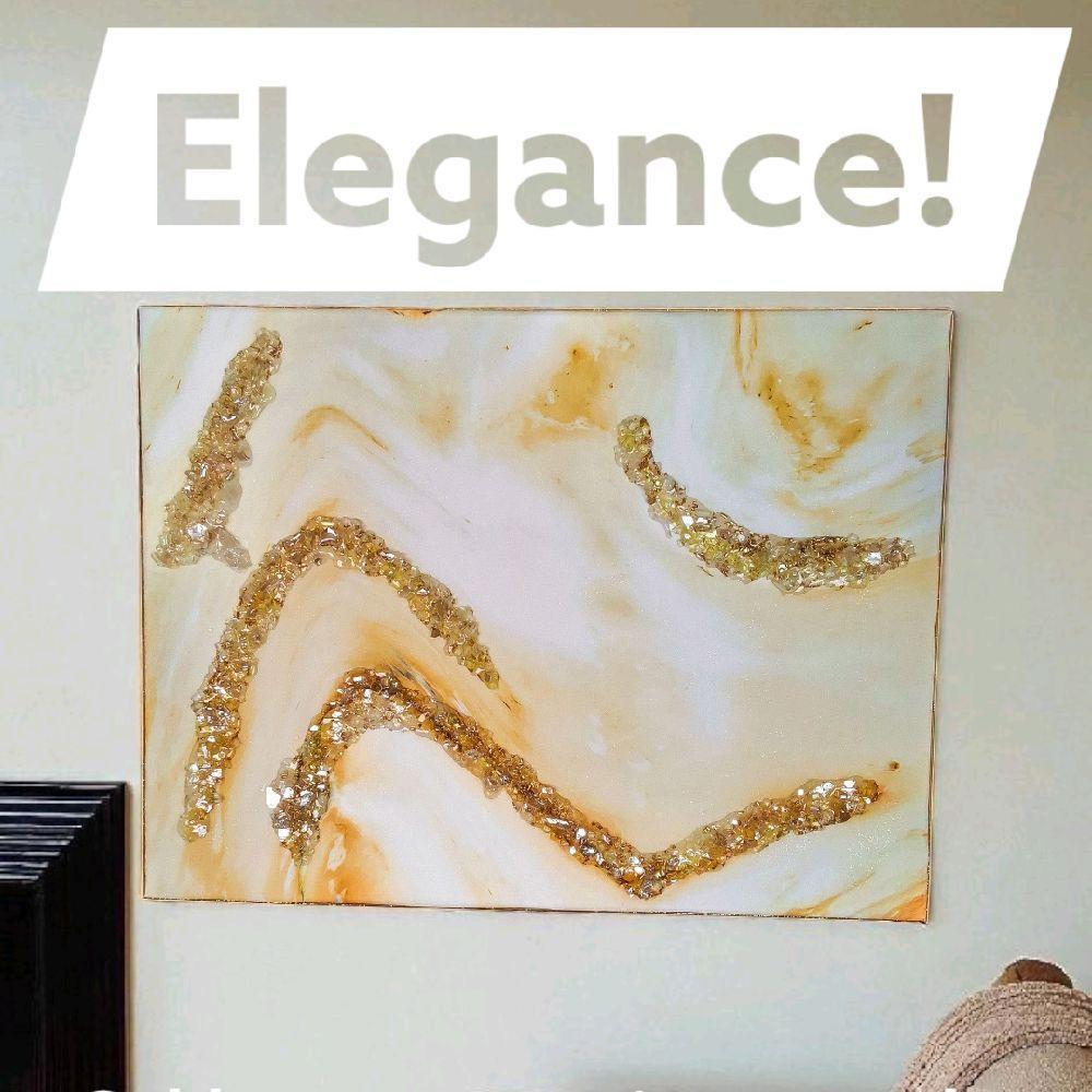 Entrepreneur Artist of 3D elegant unique abstract artwork paintings, hand-designed with crystals encased. Size 18x24