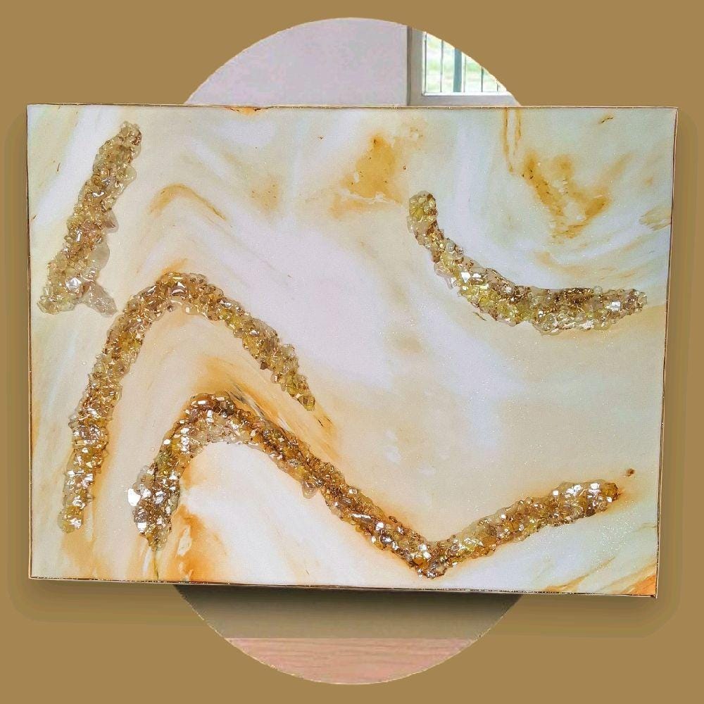 Entrepreneur Artist of 3D elegant unique abstract artwork paintings, hand-designed with crystals encased. Size 18x24