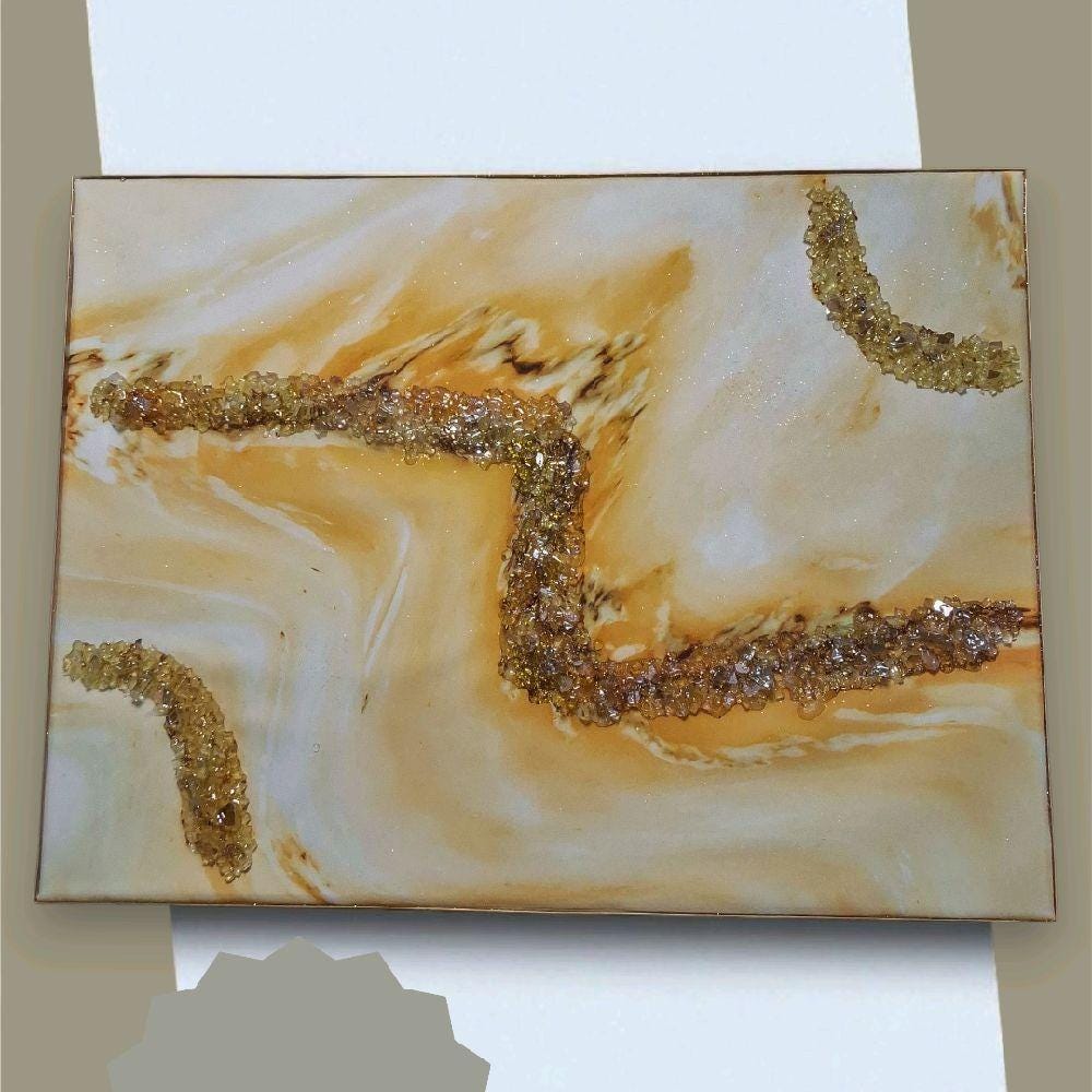 Entrepreneur Artist of 3D elegant unique abstract artwork paintings, hand-designed with crystals encased. Size 18x24