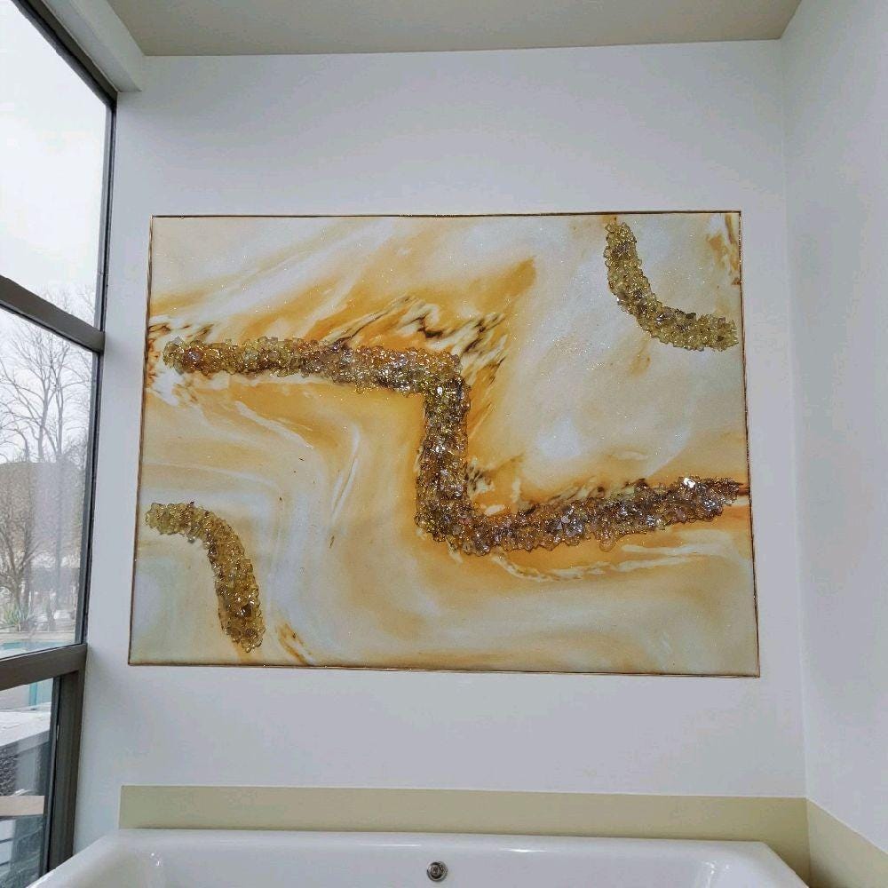 Entrepreneur Artist of 3D elegant unique abstract artwork paintings, hand-designed with crystals encased. Size 18x24