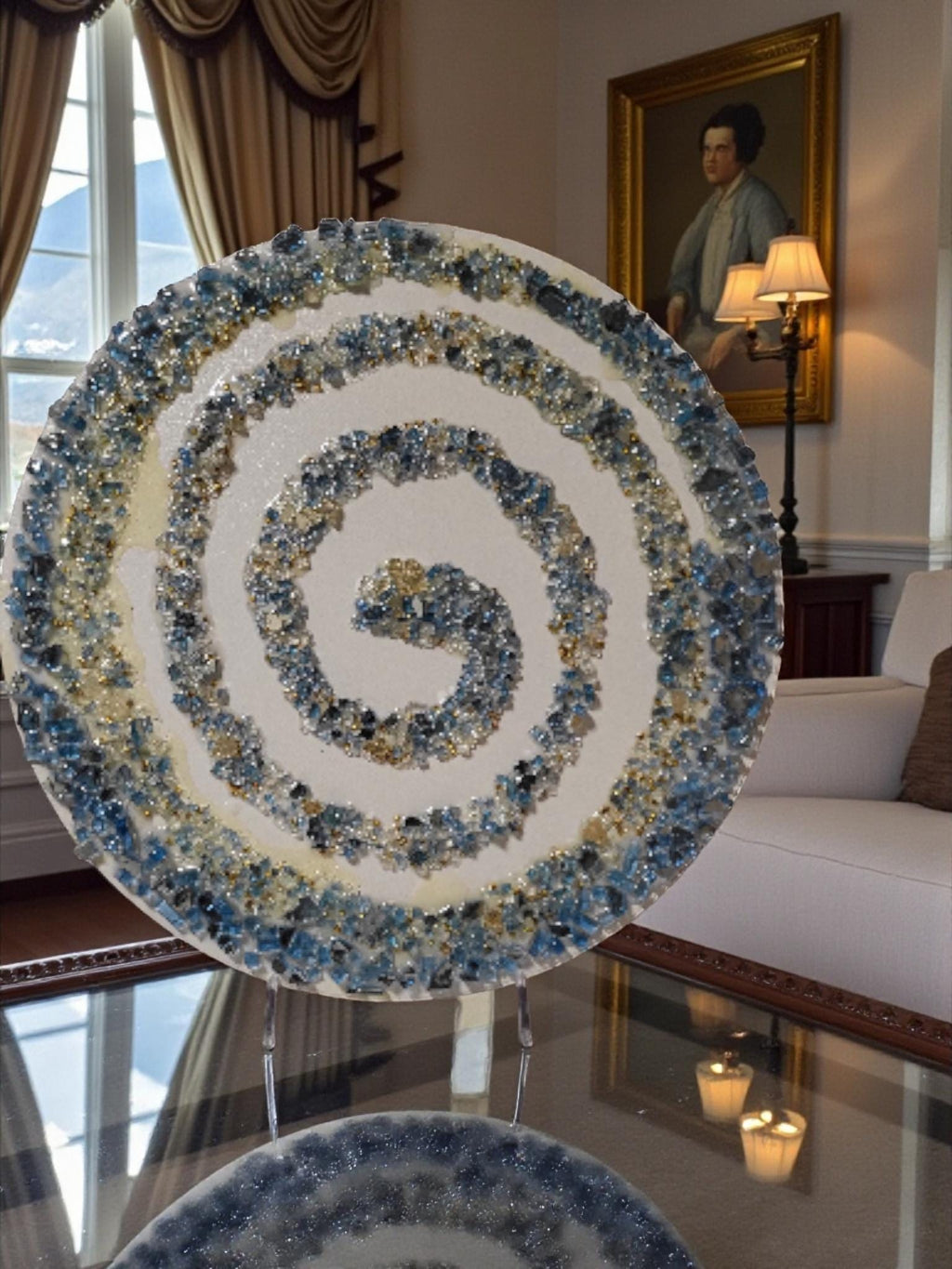 3D Crystallized Decor Table, Elegant Artwork Design