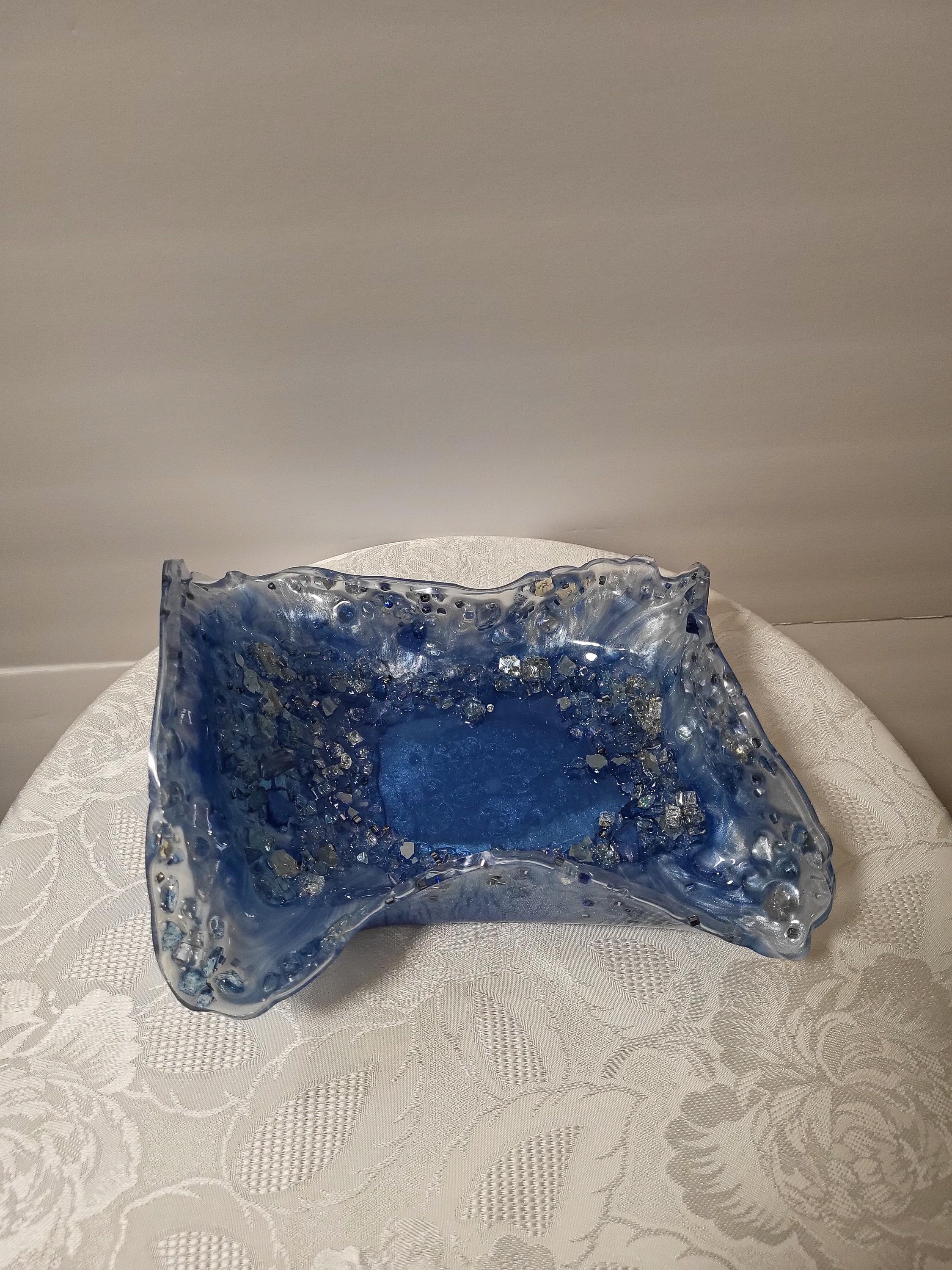 Blue Crystal Resin Decor Bowl - 3D Design Table Display