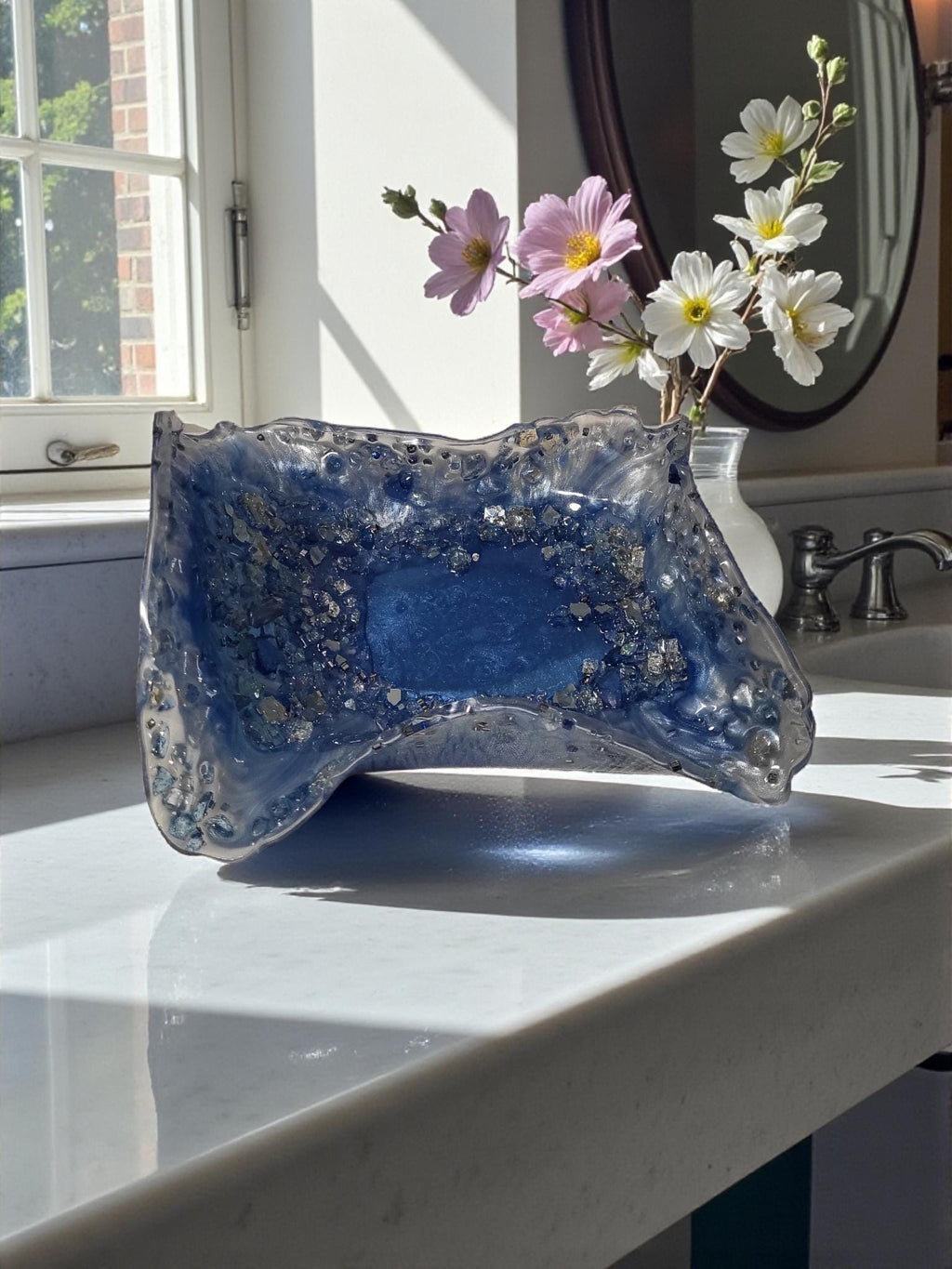 Blue Crystal Resin Decor Bowl - 3D Design Table Display