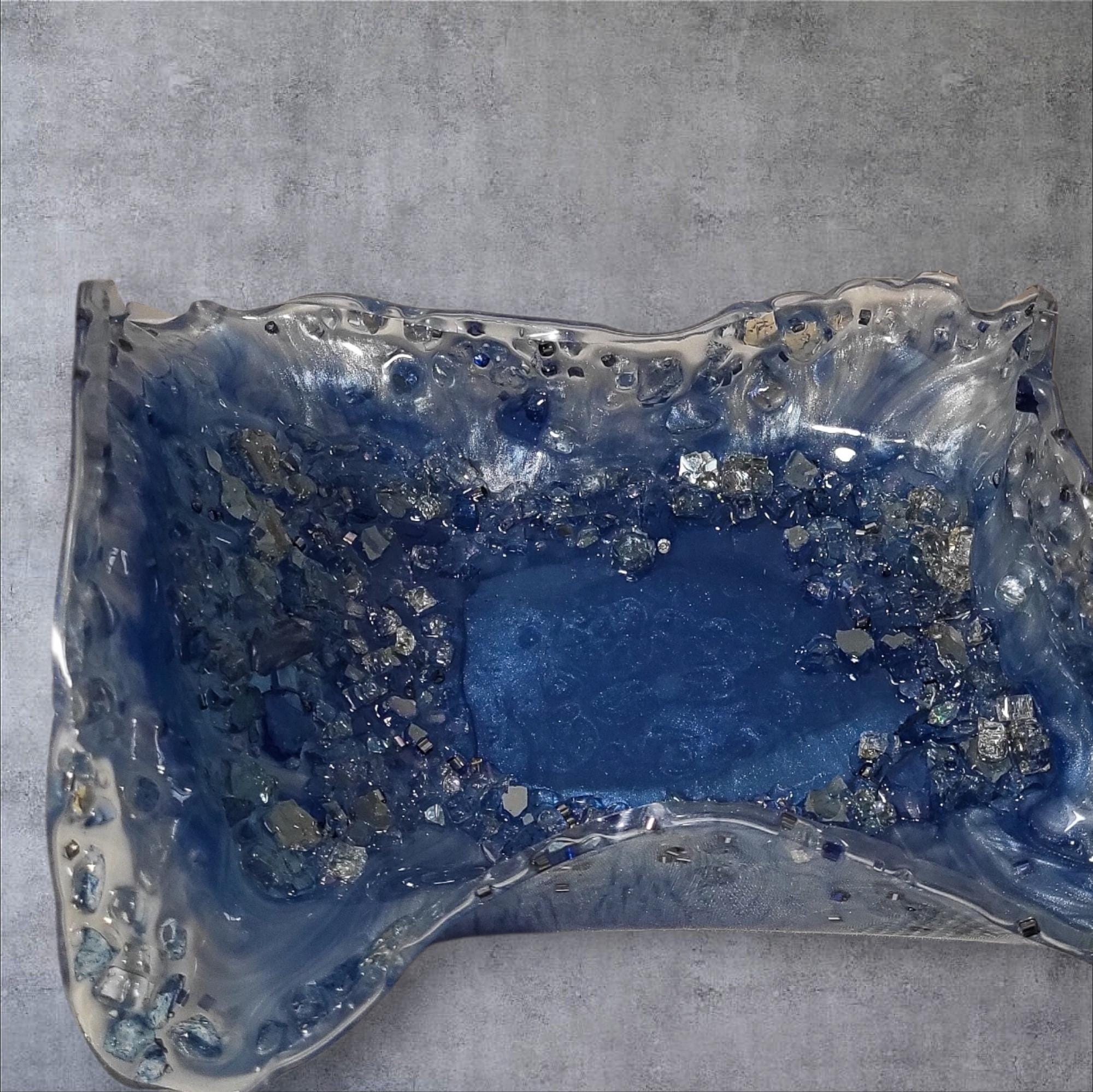 Blue Crystal Resin Decor Bowl - 3D Design Table Display