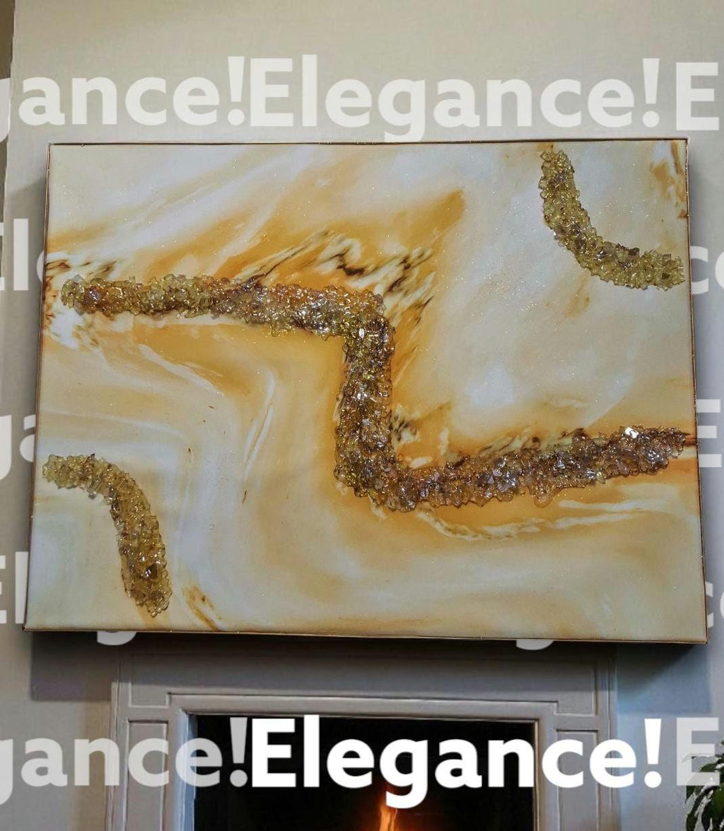 Entrepreneur Artist of 3D elegant unique abstract artwork paintings, hand-designed with crystals encased. Size 18x24