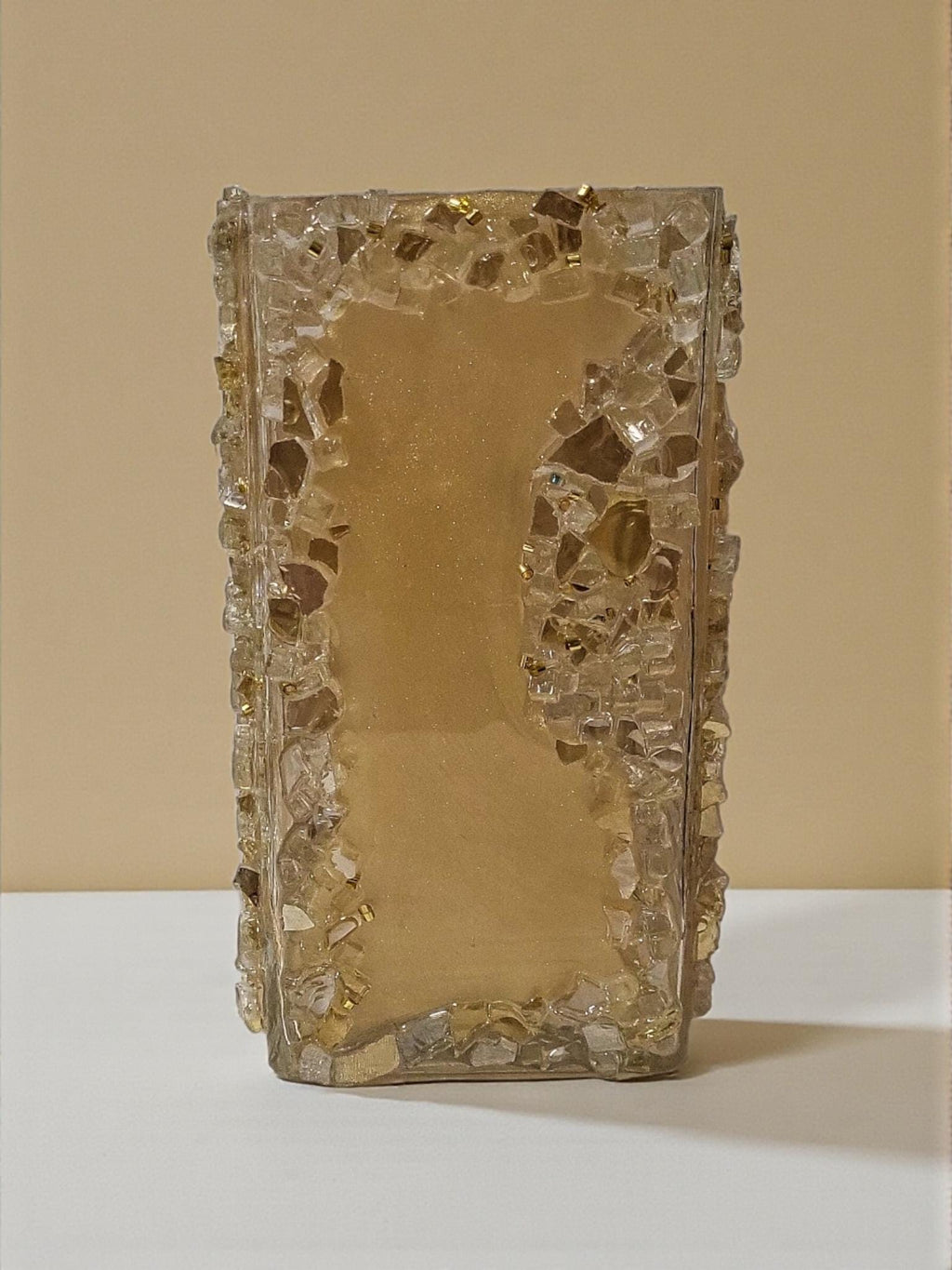 Glam Golden Peach Crystallized Vase – Elegant 3D Home Decor