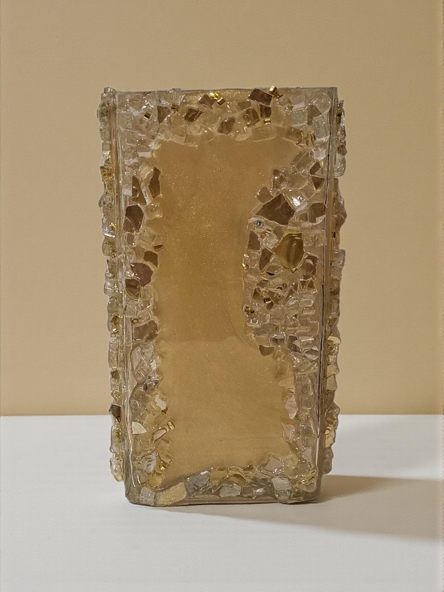 Glam Golden Peach Crystallized Vase – Elegant 3D Home Decor