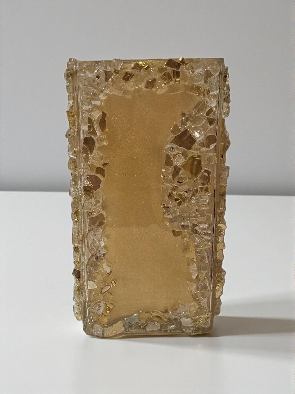 Glam Golden Peach Crystallized Vase – Elegant 3D Home Decor