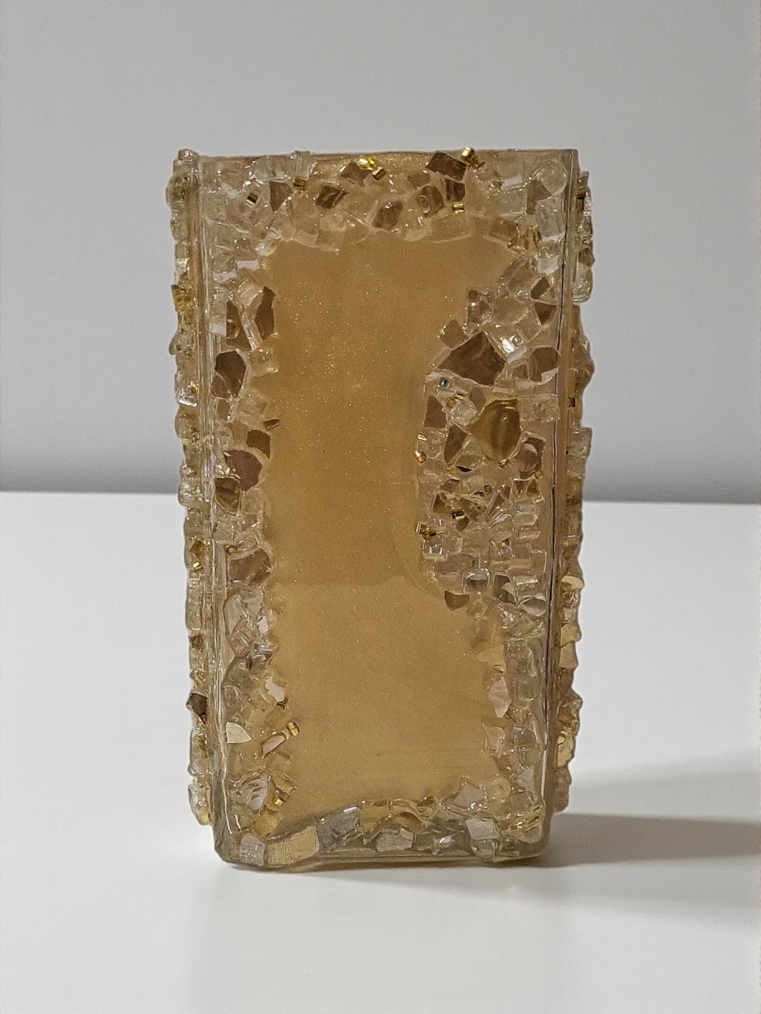 Glam Golden Peach Crystallized Vase – Elegant 3D Home Decor