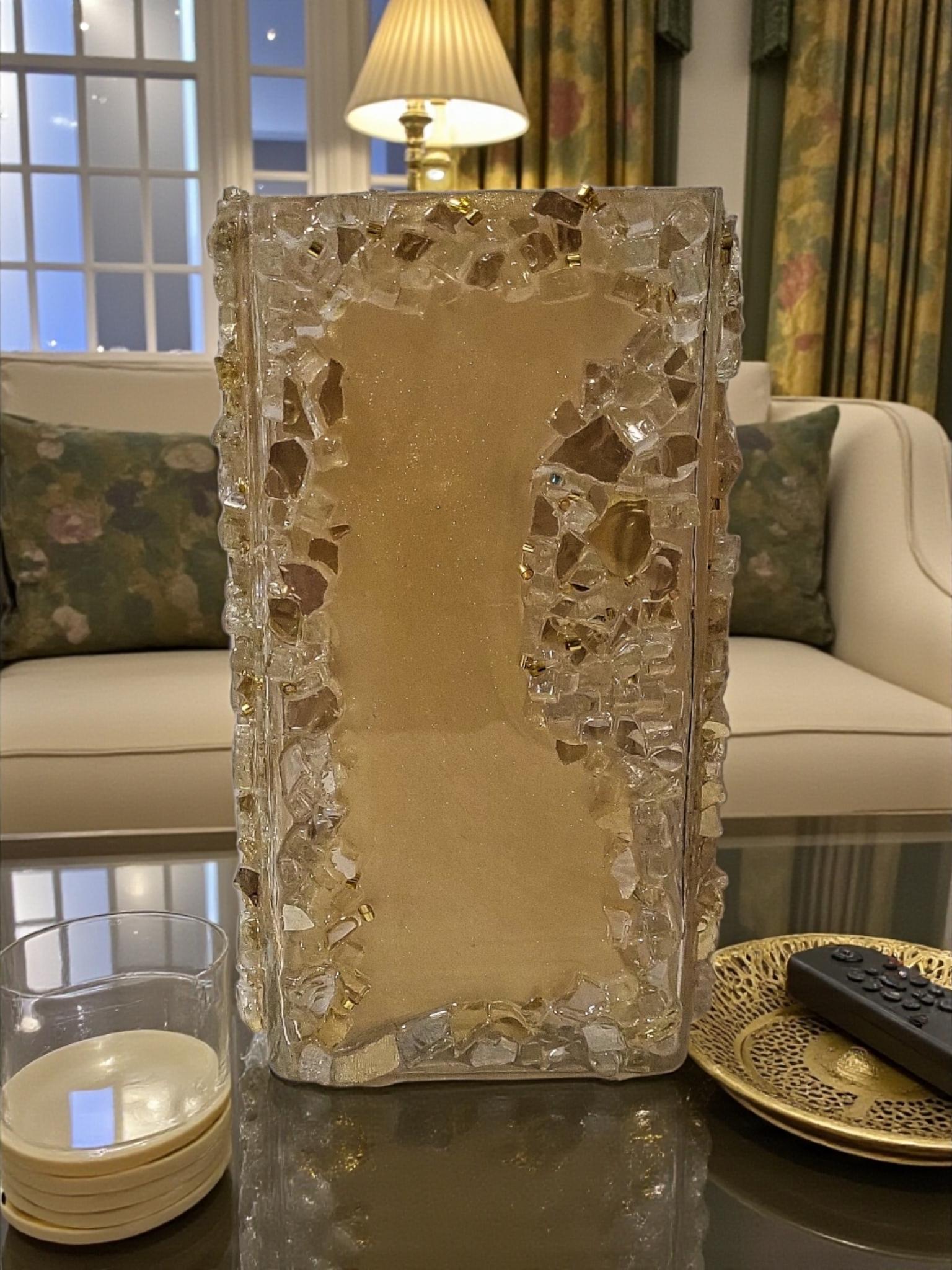 Glam Golden Peach Crystallized Vase – Elegant 3D Home Decor