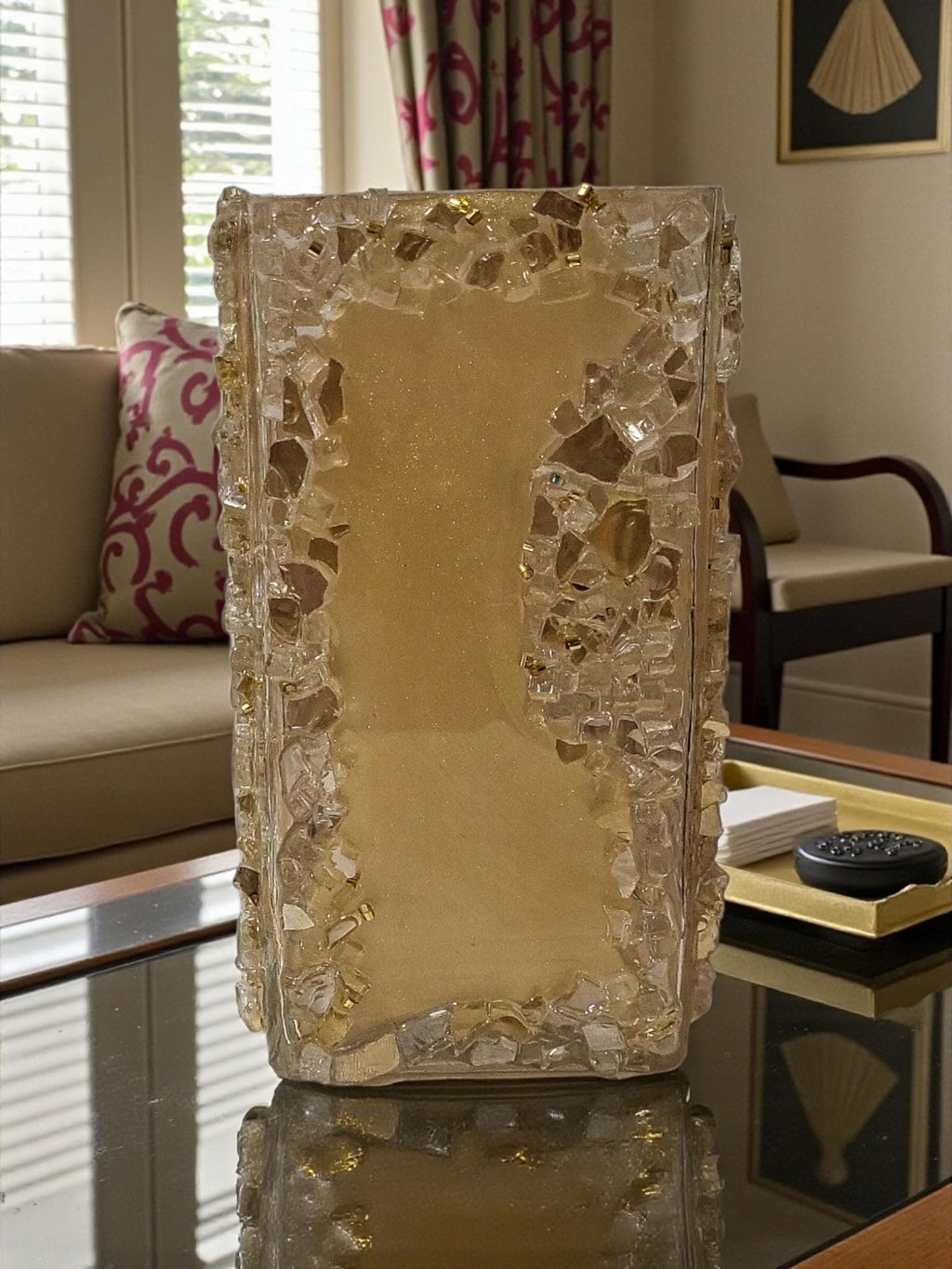 Glam Golden Peach Crystallized Vase – Elegant 3D Home Decor