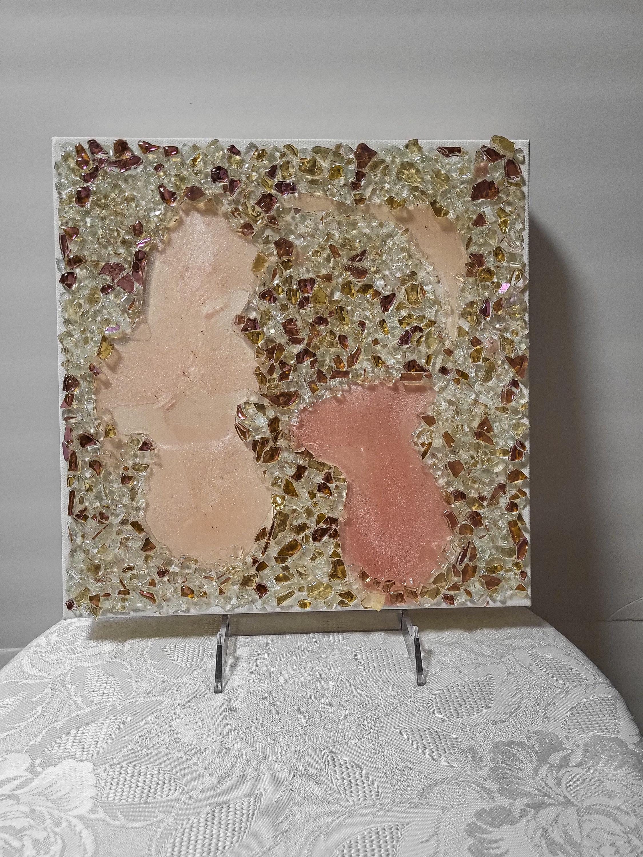 3D Rose Crystal Resin Artwork: Elegant Home Decor. Size 12x12 and 10x10, SET OF 2