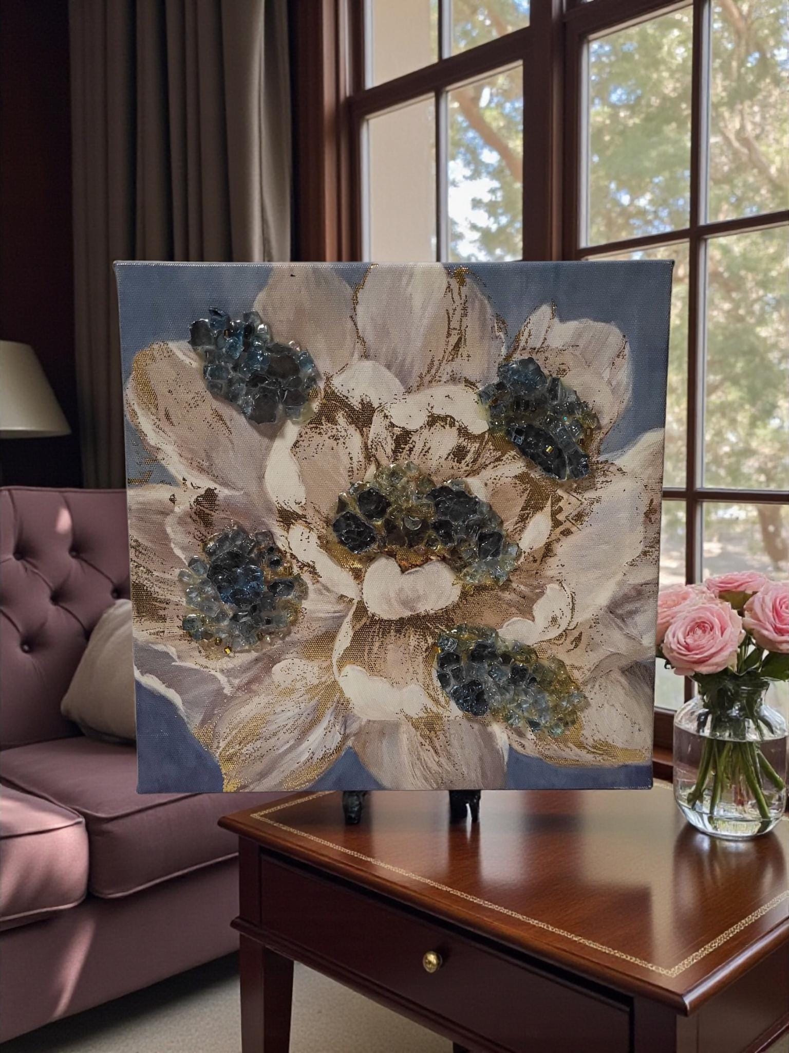 Hand Designed 3D Elegant Crystallized Artwork with Crystals