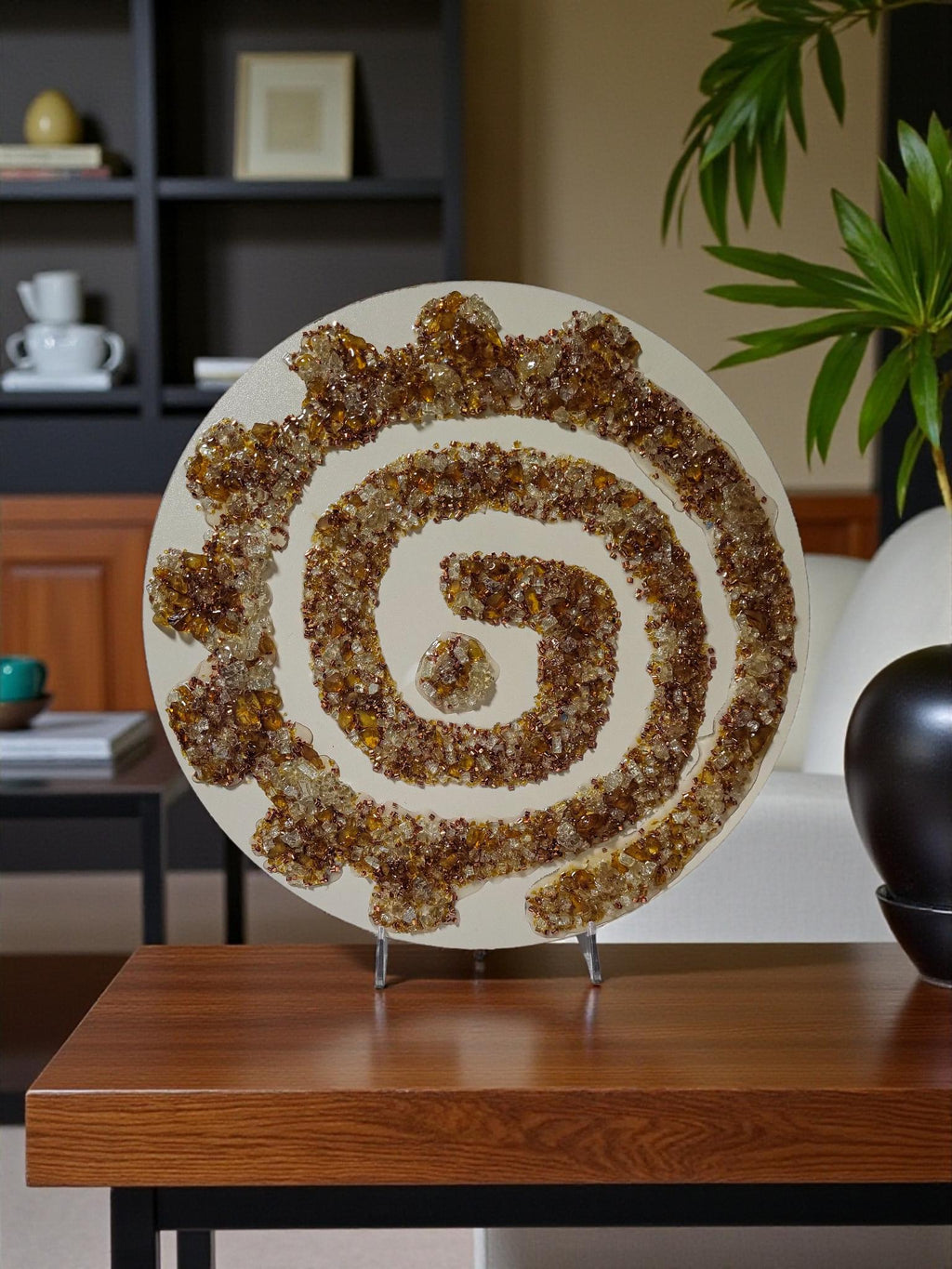 Hand designed 3D Elegant crystallized artwork, exquisite color of amber, Elegantly unique in detail