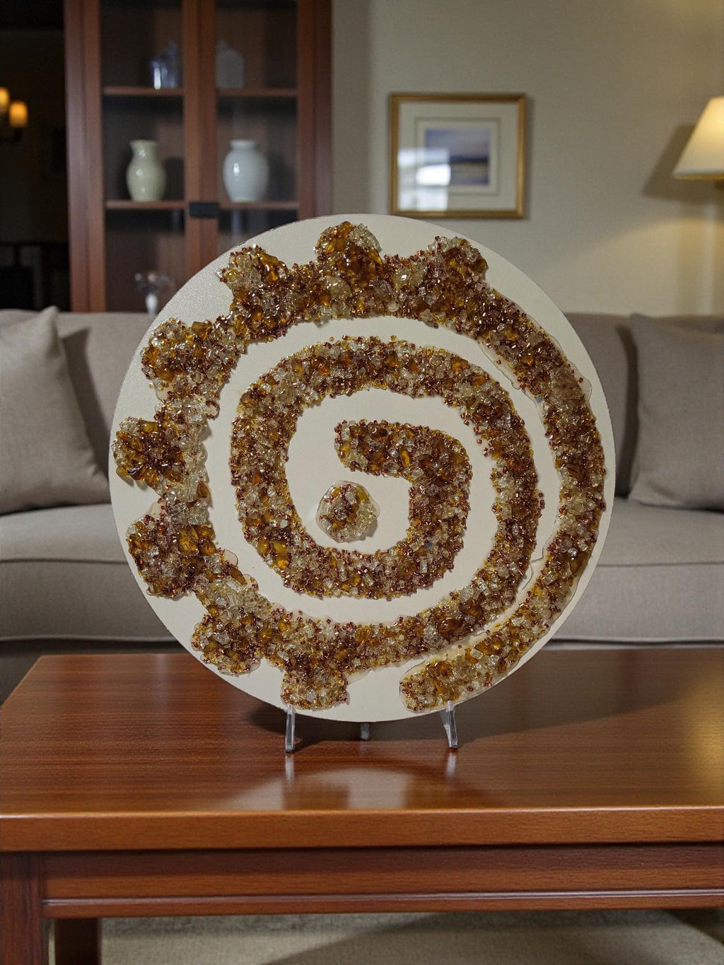 Hand designed 3D Elegant crystallized artwork, exquisite color of amber, Elegantly unique in detail