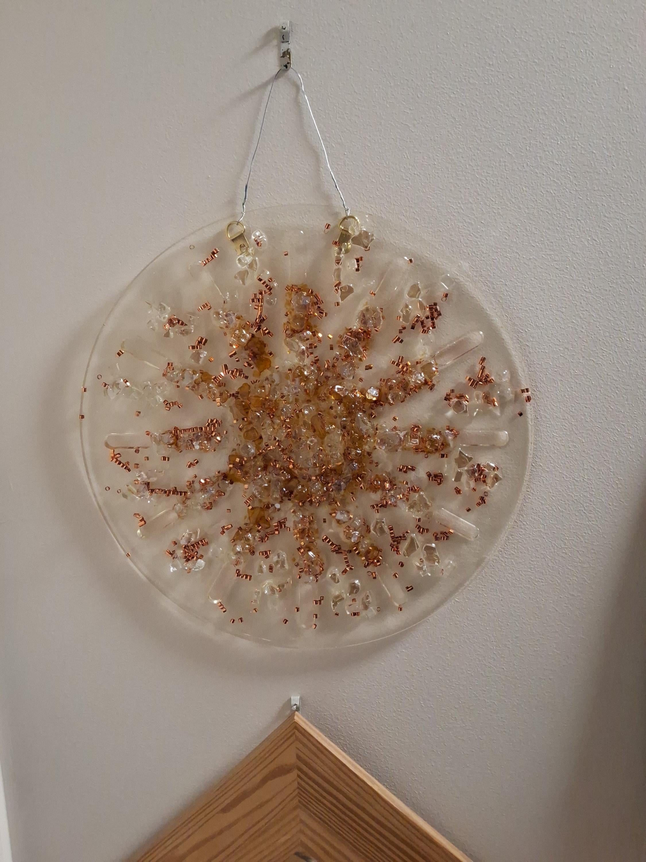 Hand-Designed Amber Crystal Home Decor, 3D Hanging Artwork (12x12)
