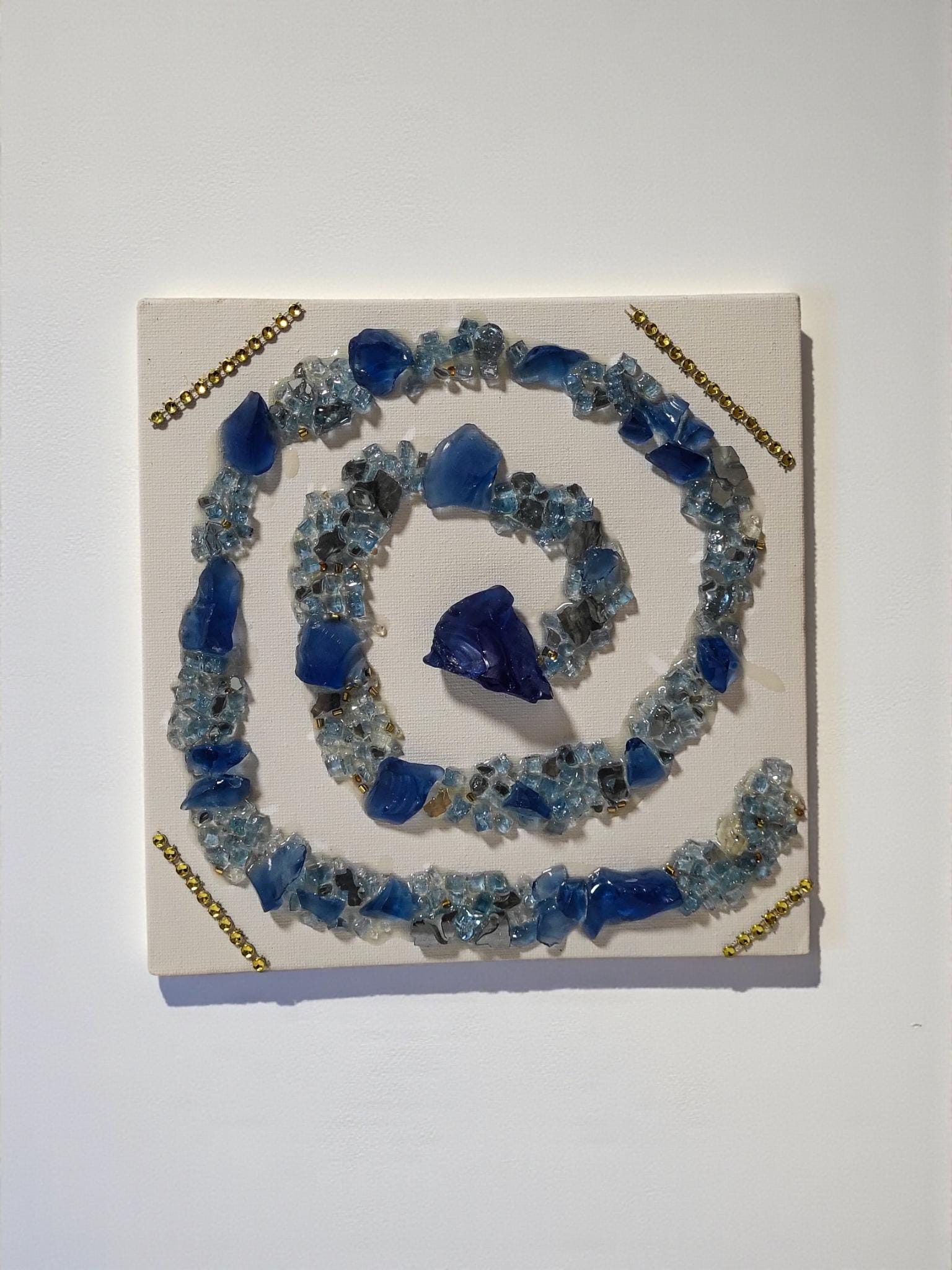 Hand-Designed Resin Blue Stone Hanging Decor, Elegant 3D Art
