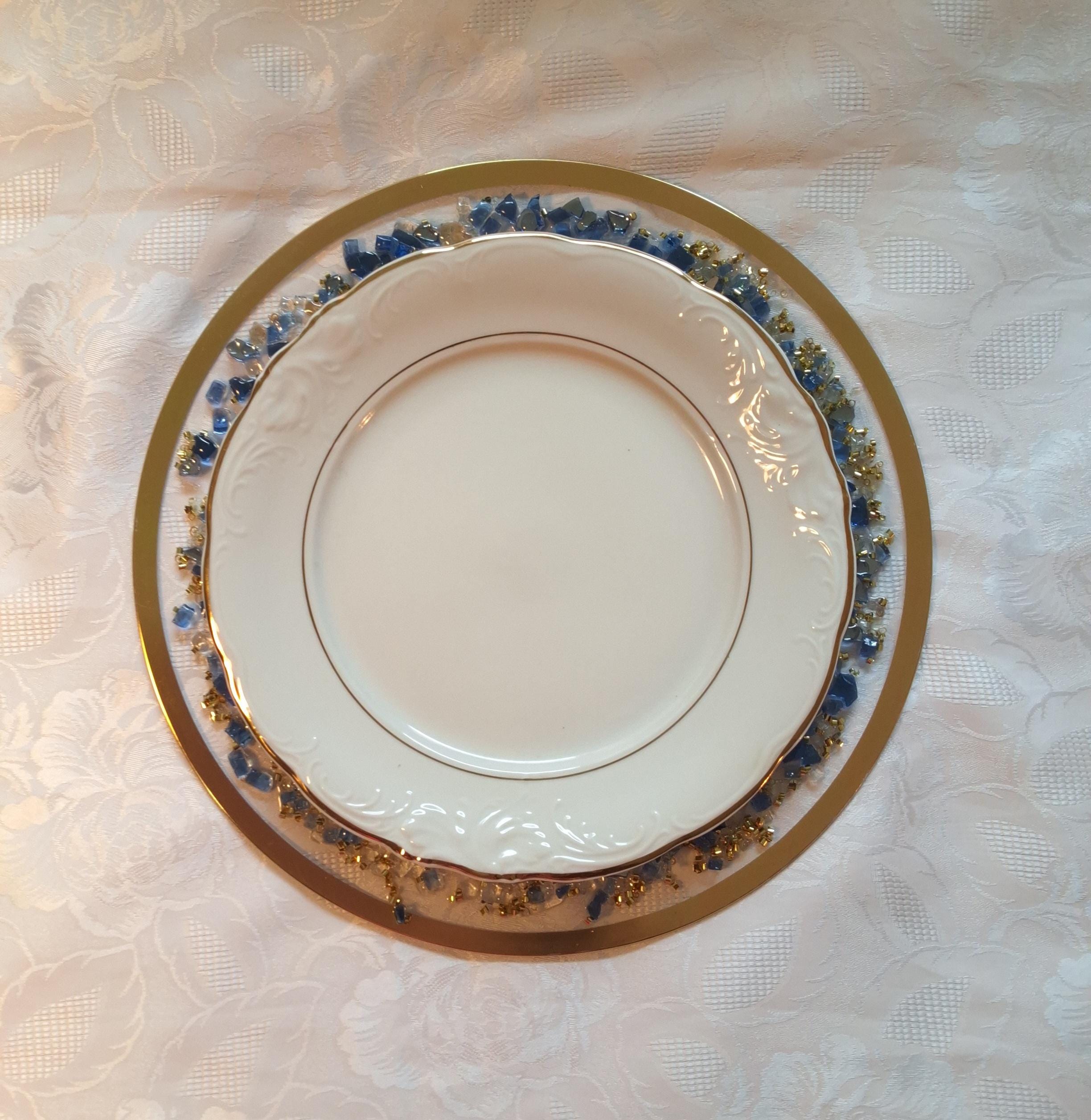 Royal Blue Resin Charger Plate, Elegant Home Decor