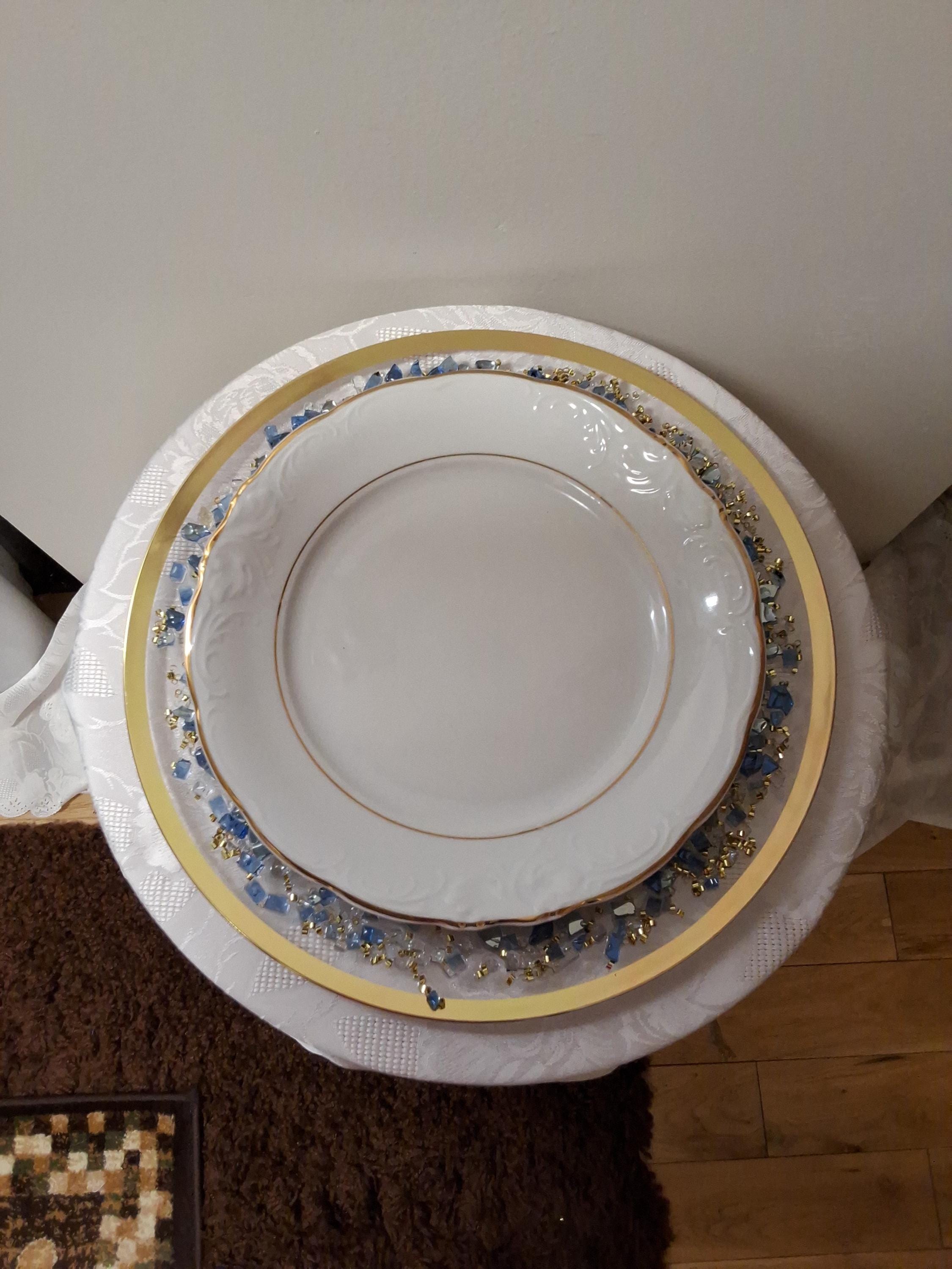 Royal Blue Resin Charger Plate, Elegant Home Decor