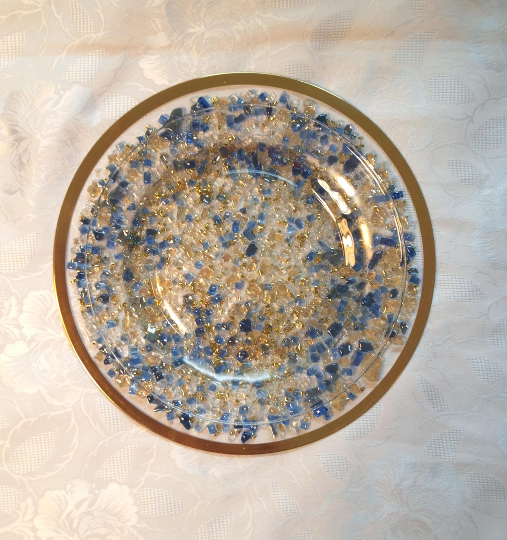 Royal Blue Resin Charger Plate, Elegant Home Decor