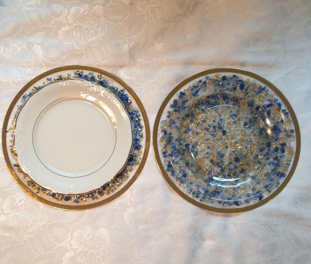 Royal Blue Resin Charger Plate, Elegant Home Decor